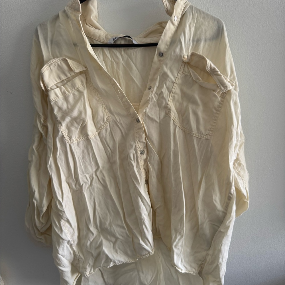 Women's Cream Button-Up Top